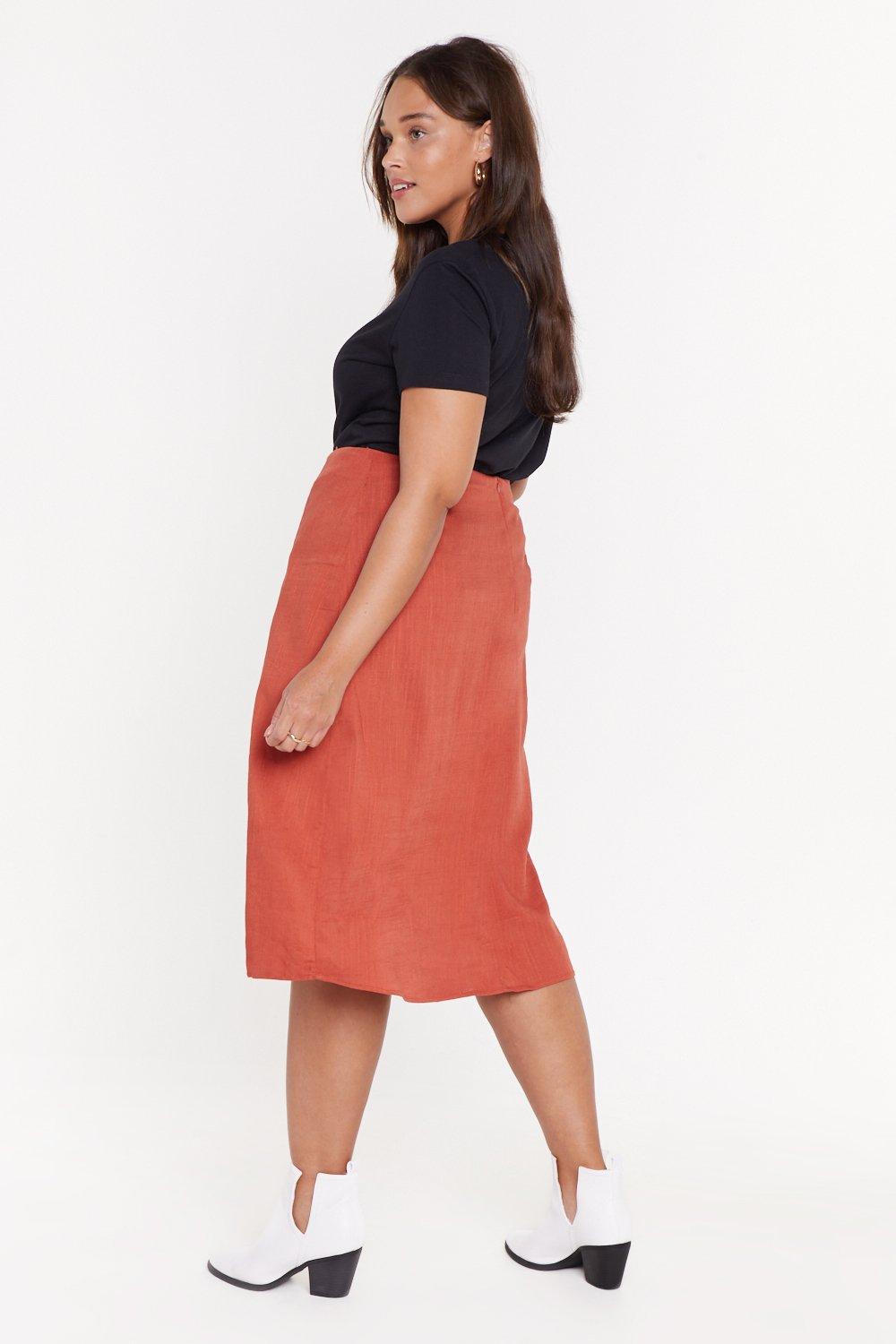 Nasty gal shop red midi skirt