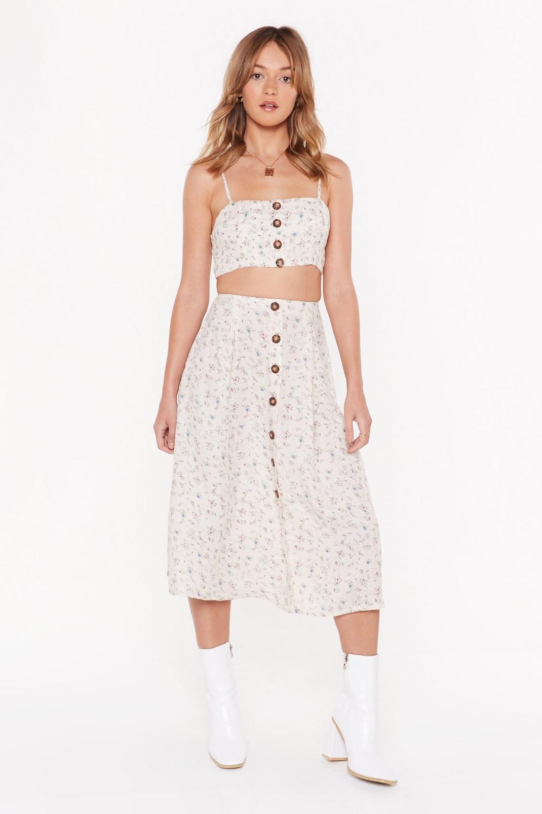 The Perfect Match Floral Crop Top and Midi Skirt Set image number 1