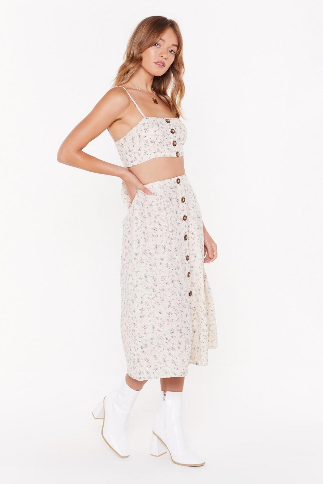 The Perfect Match Floral Crop Top And Midi Skirt Set