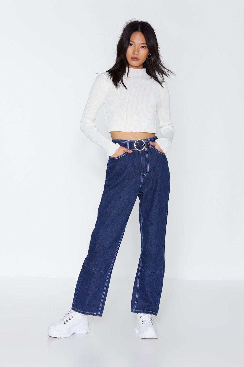 wide leg jeans with belt