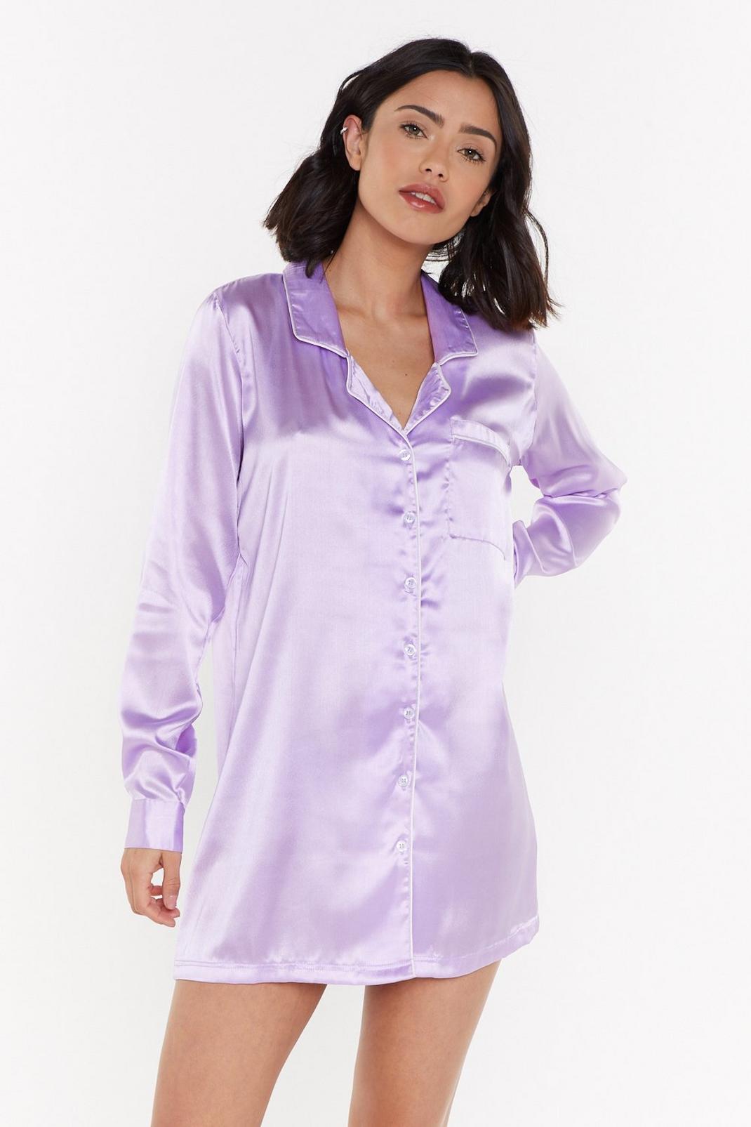 Let's Sleek In Satin Pajama Shirt image number 1