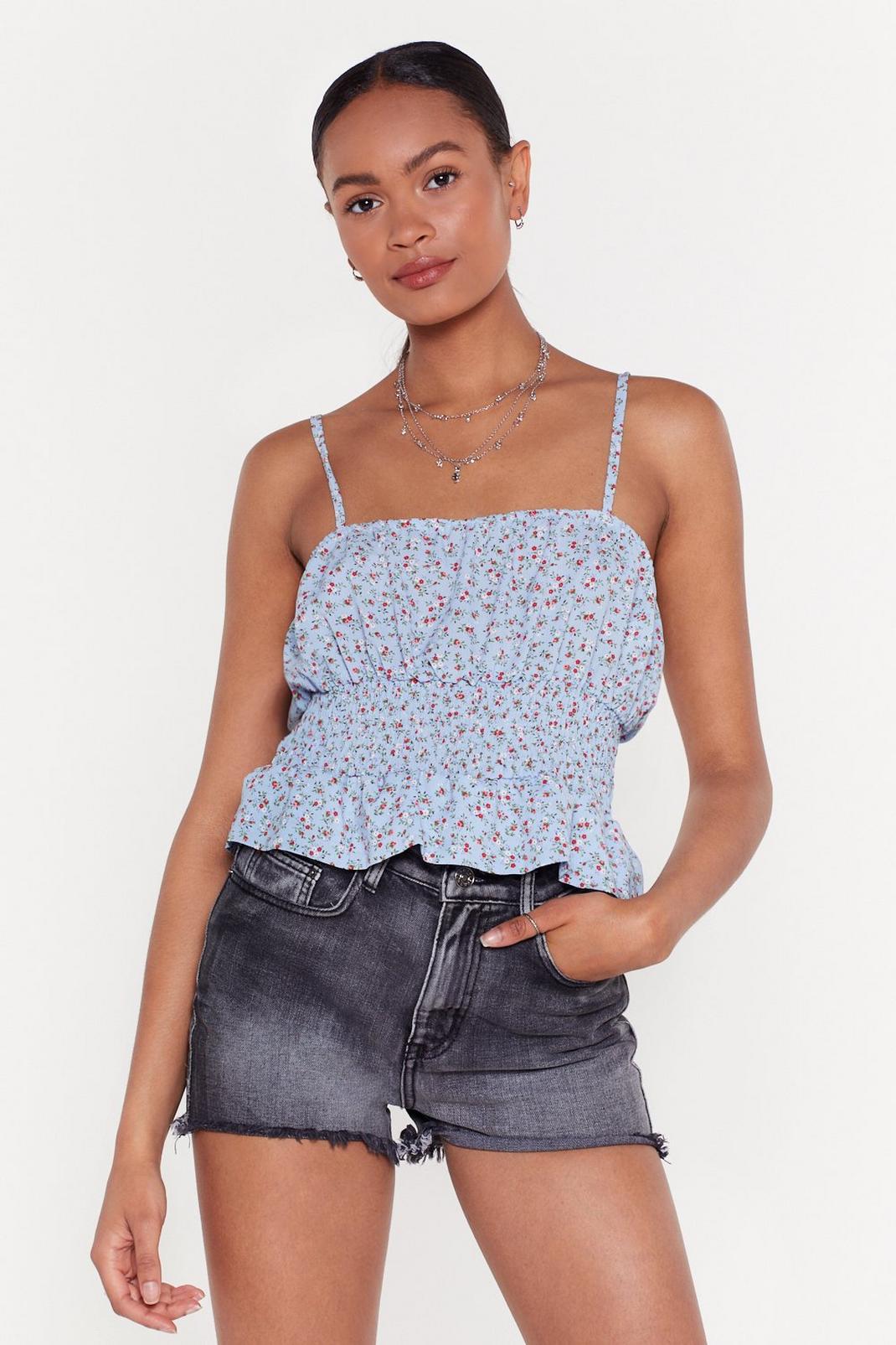Ditsy Rose Print Shiirred Waist Cami image number 1