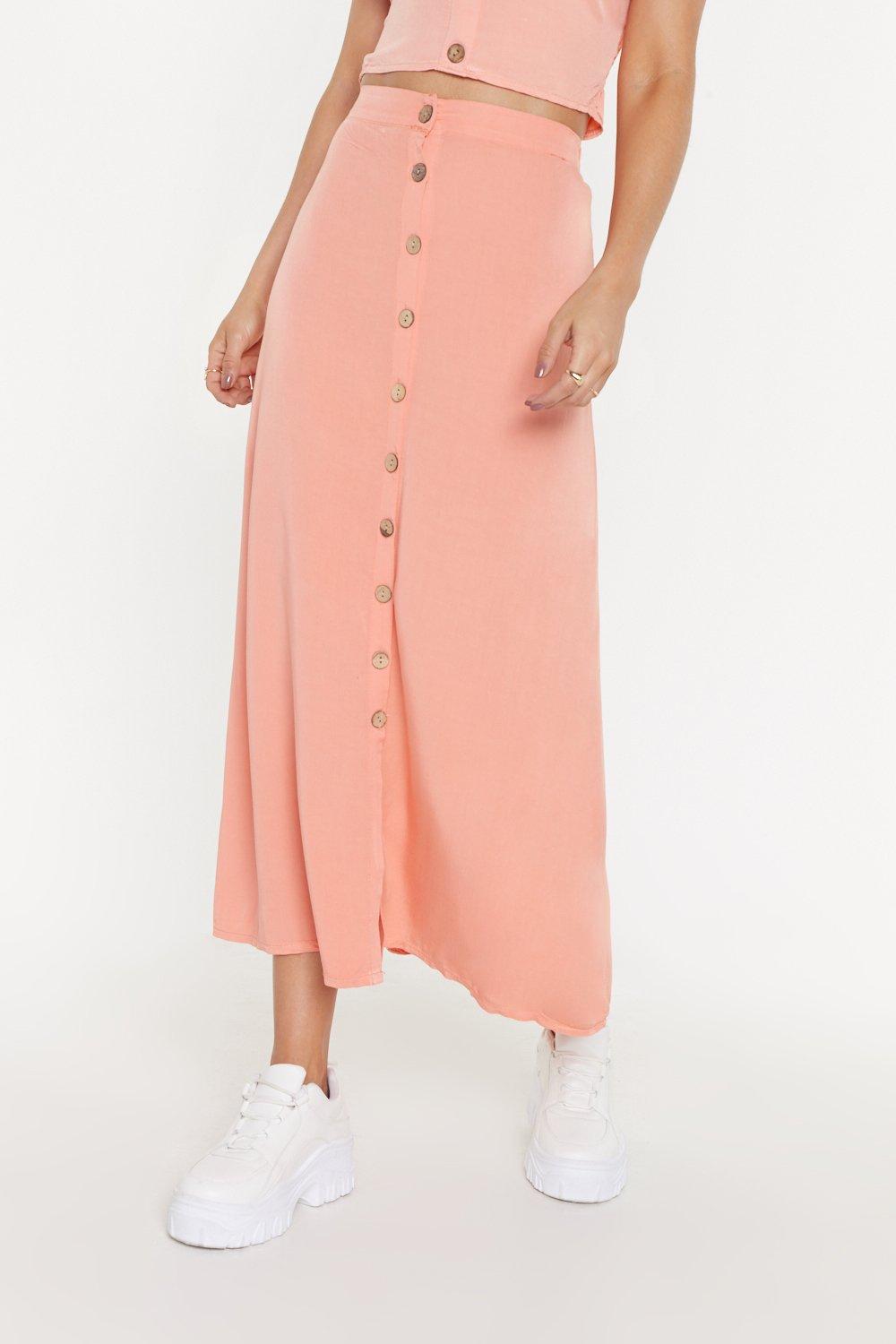 long skirt with buttons down the front