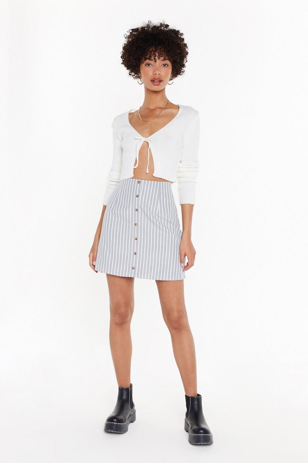 Stripe Button Front Skirt image number 1