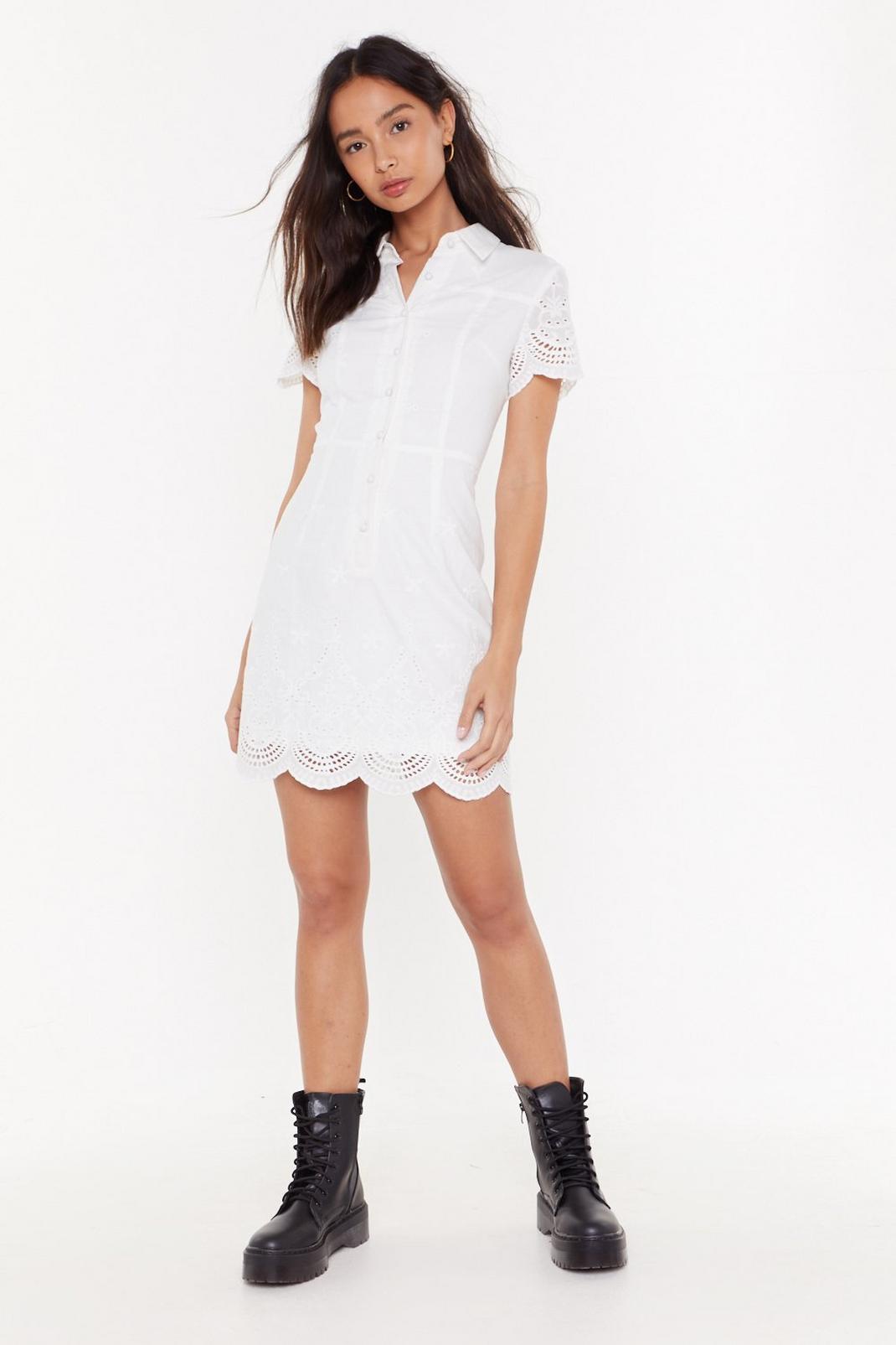 Button Down Broderie Mini Dress image number 1