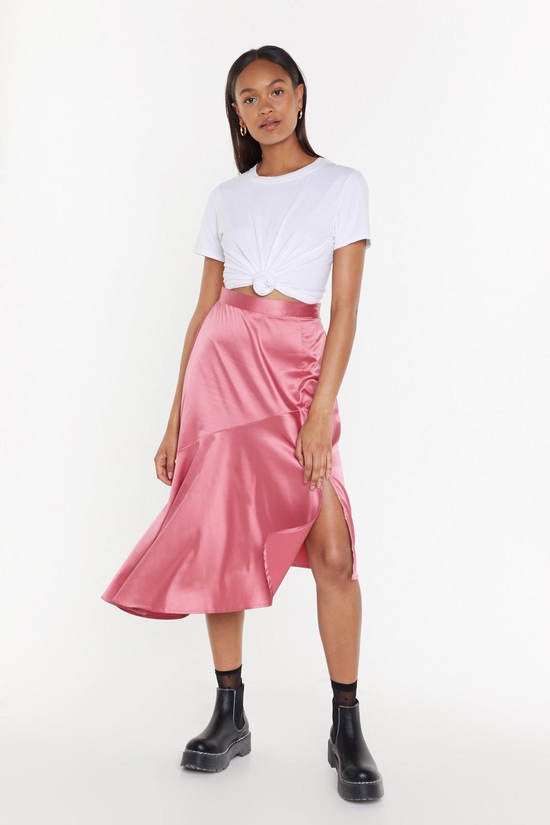 Worried Slick Satin Midi Skirt image number 1
