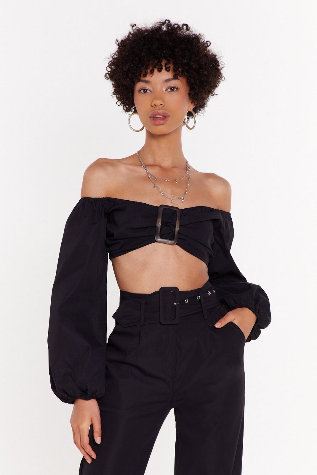 Don't Buckle with Me Off-the shoulder Crop Top image number 1