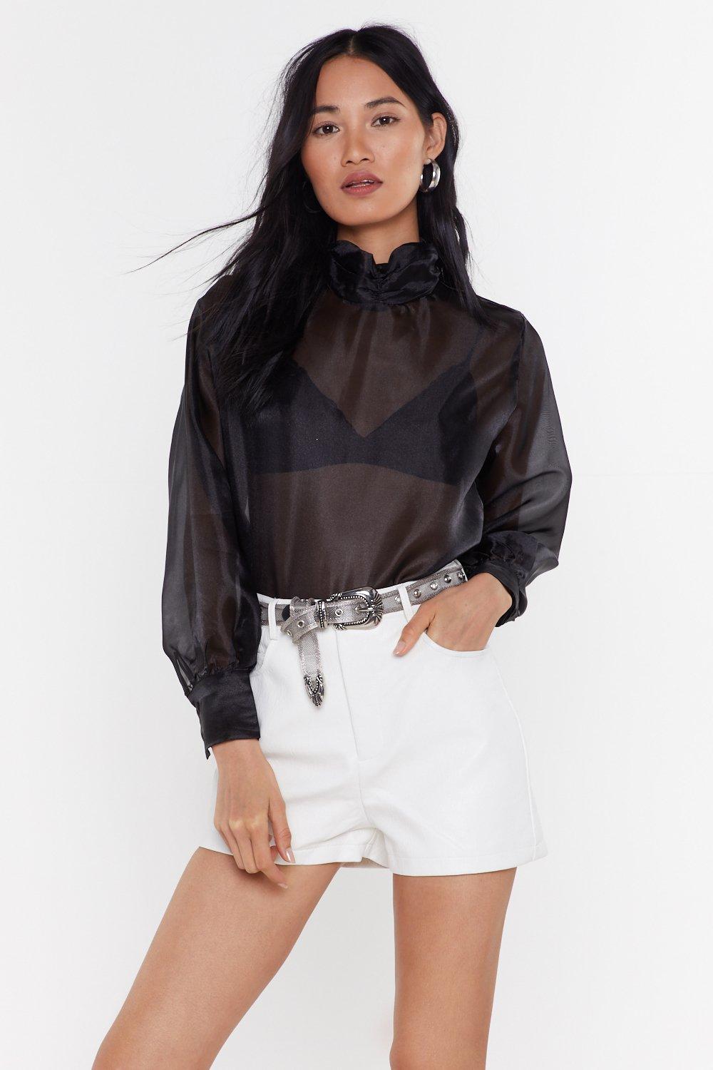 sheer high neck blouse