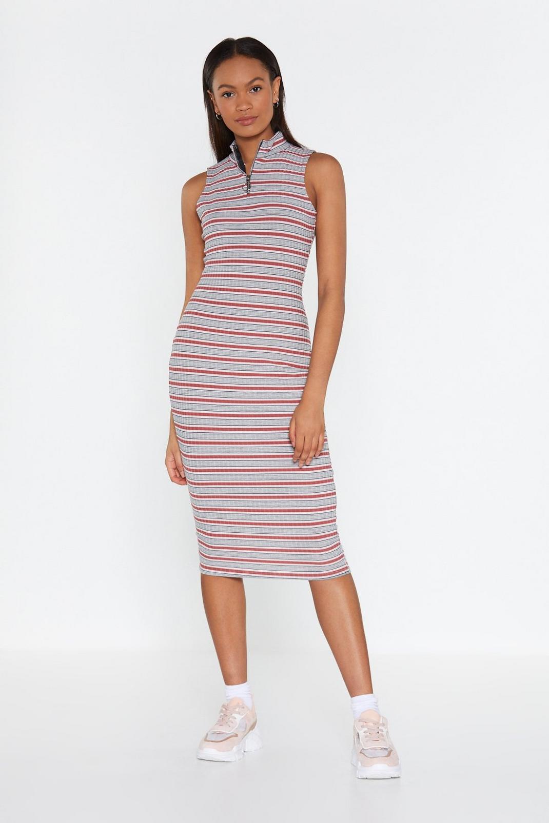 Lucky Stripe Zip Midi Dress image number 1