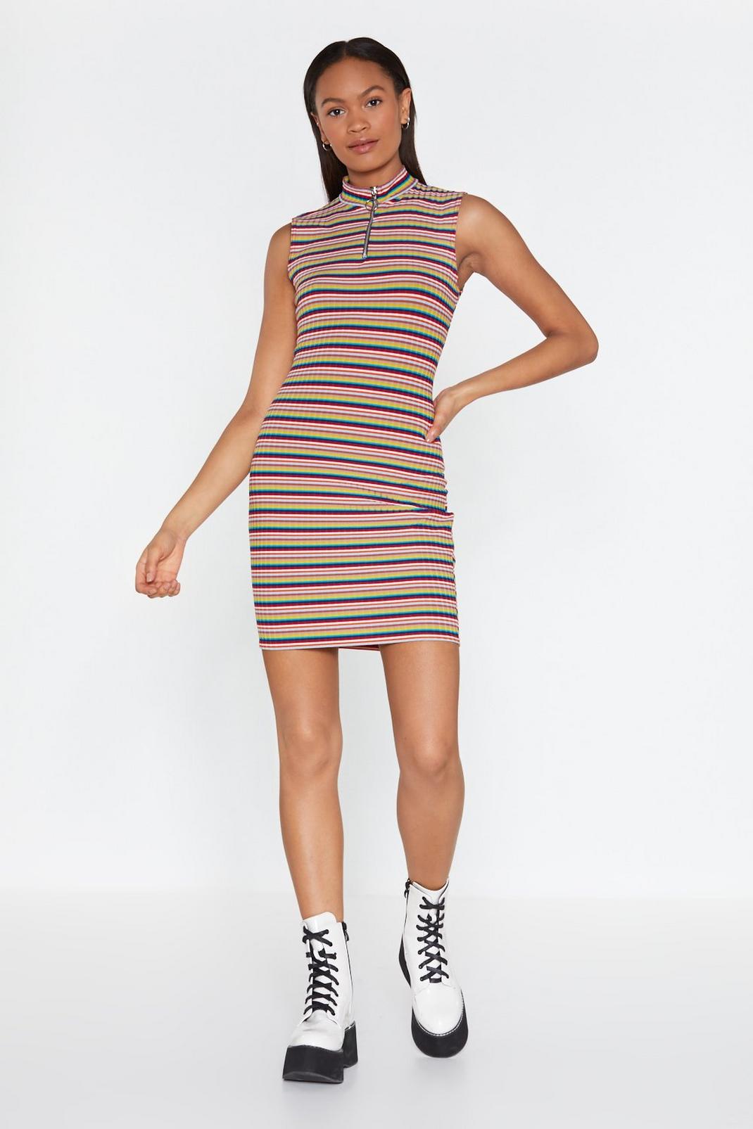 Lucky Stripe High-Neck Zip Dress image number 1