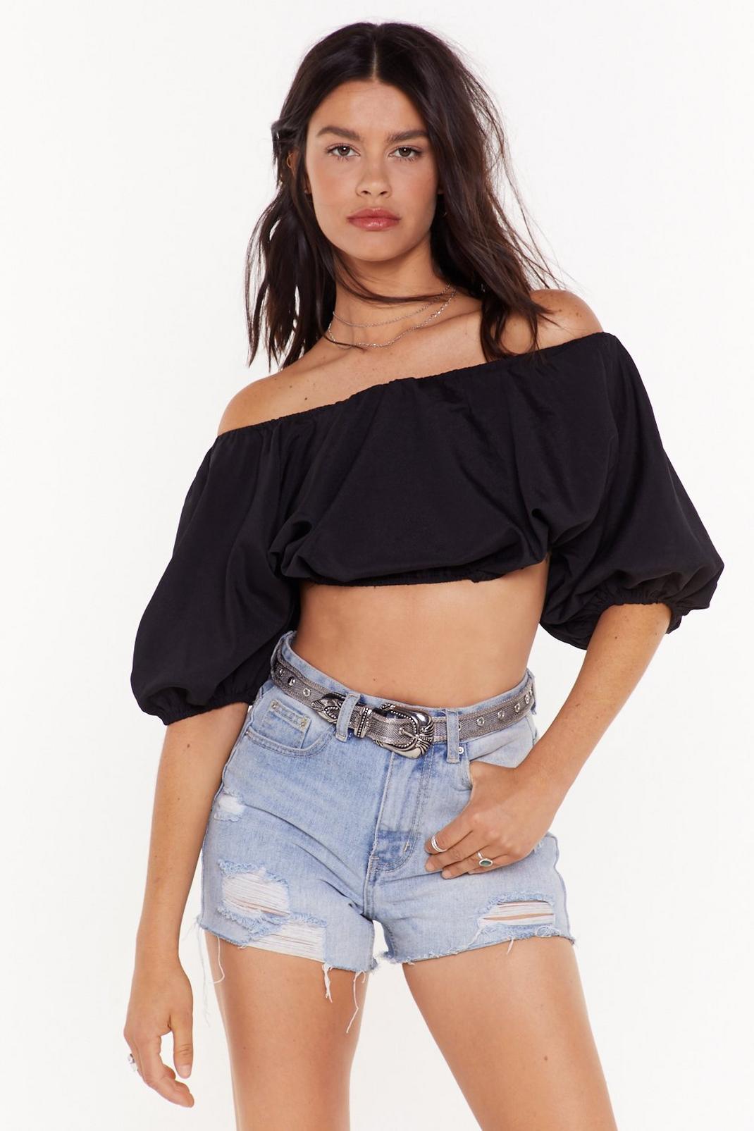 If You Didn't Bow Puff Sleeve Crop Top image number 1