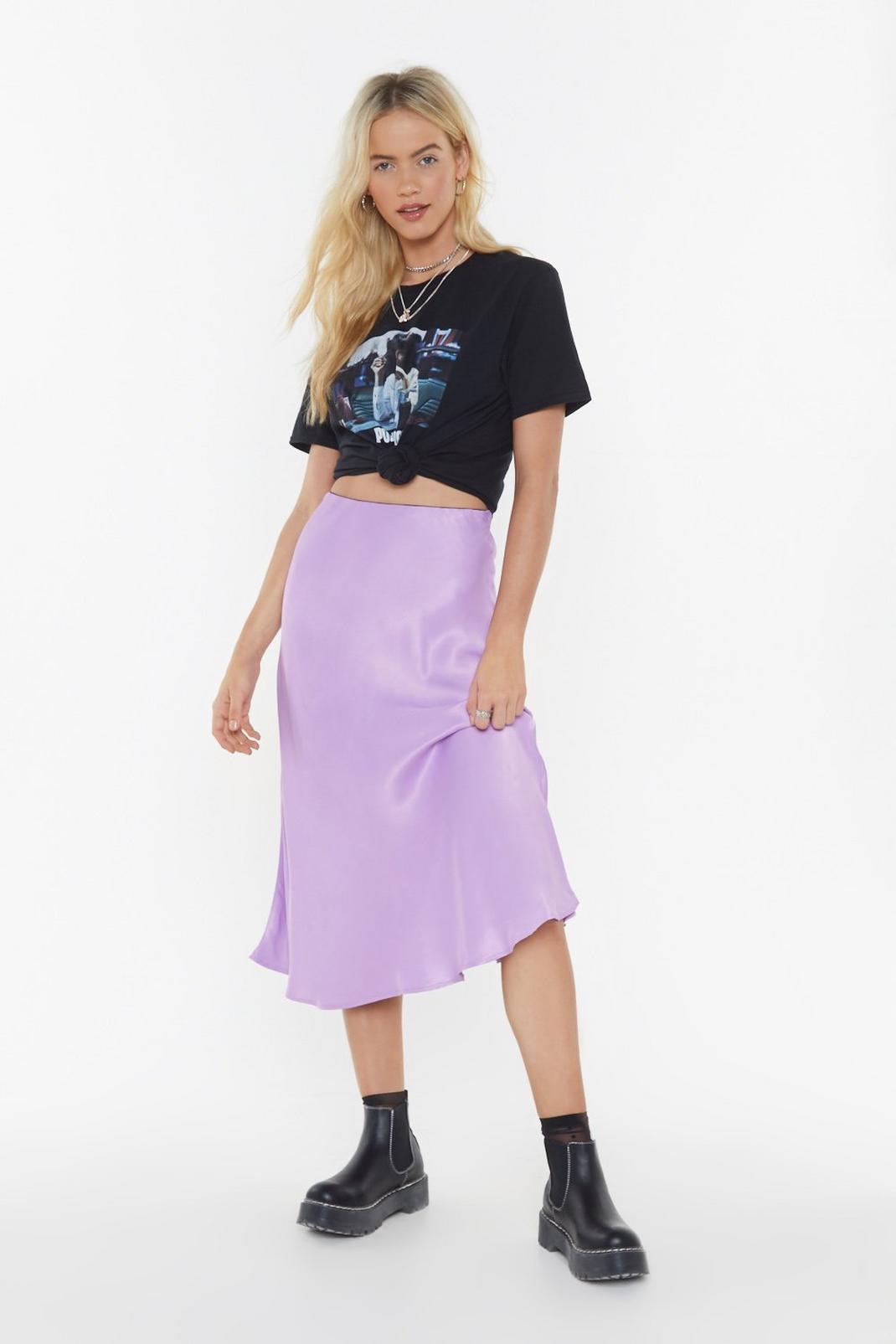 Sleek at the Knees Satin Midi Skirt image number 1