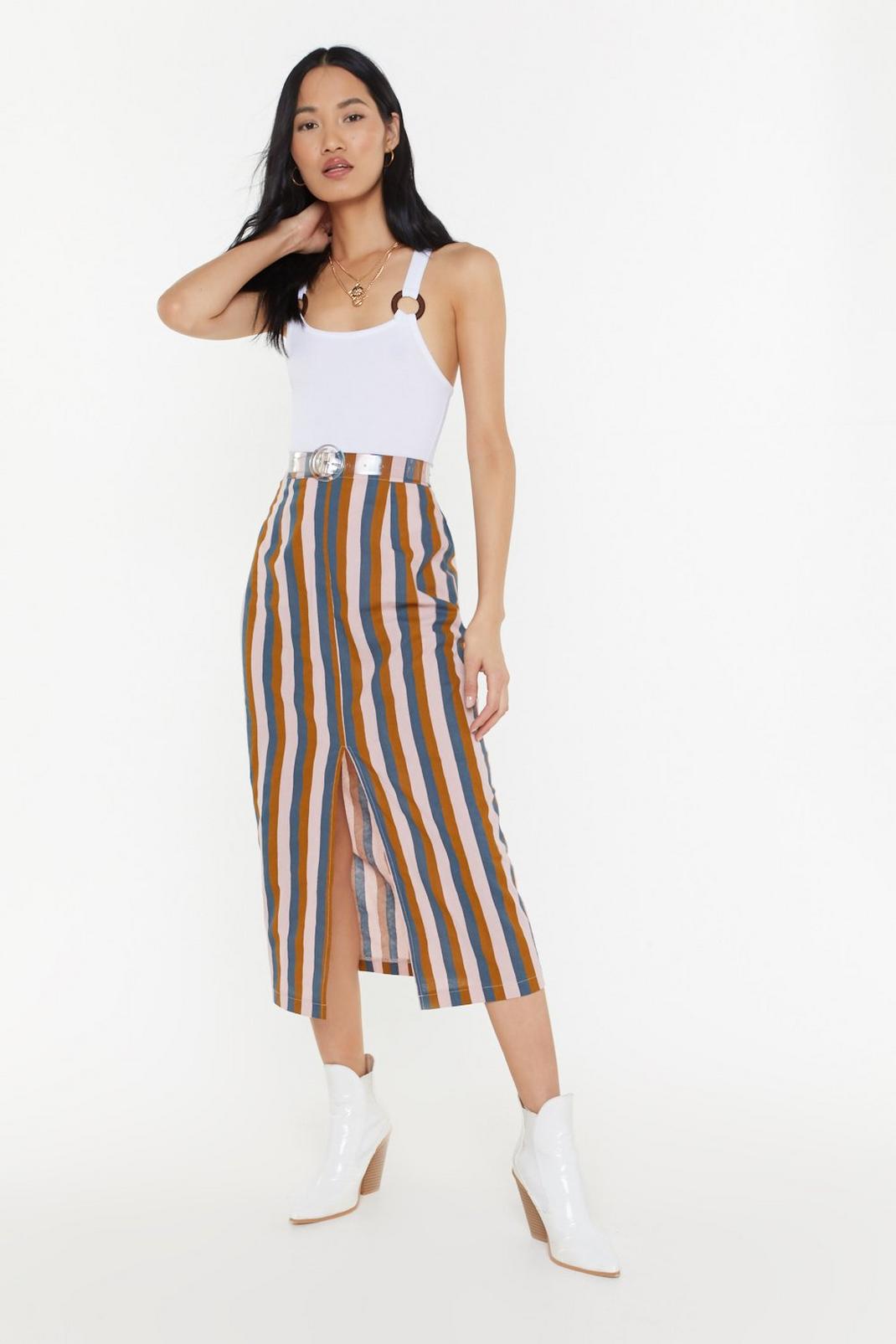 Stripe Linen Maxi Skirt image number 1