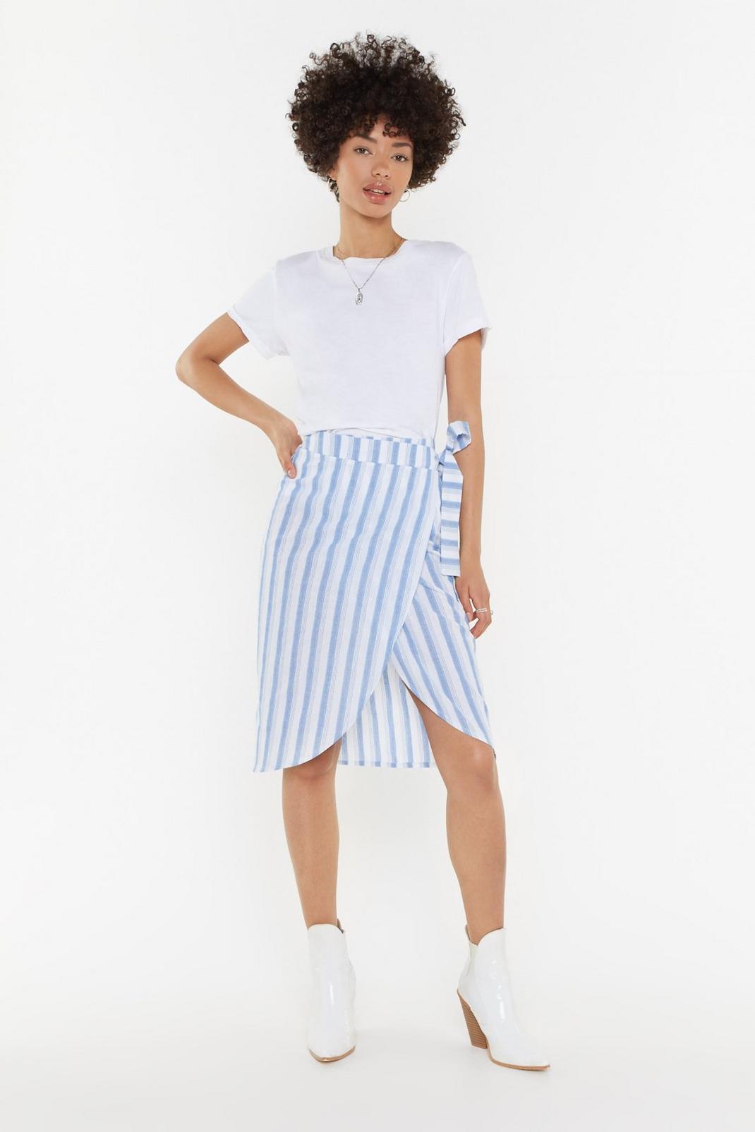 Wrap Stripe Midi Skirt image number 1