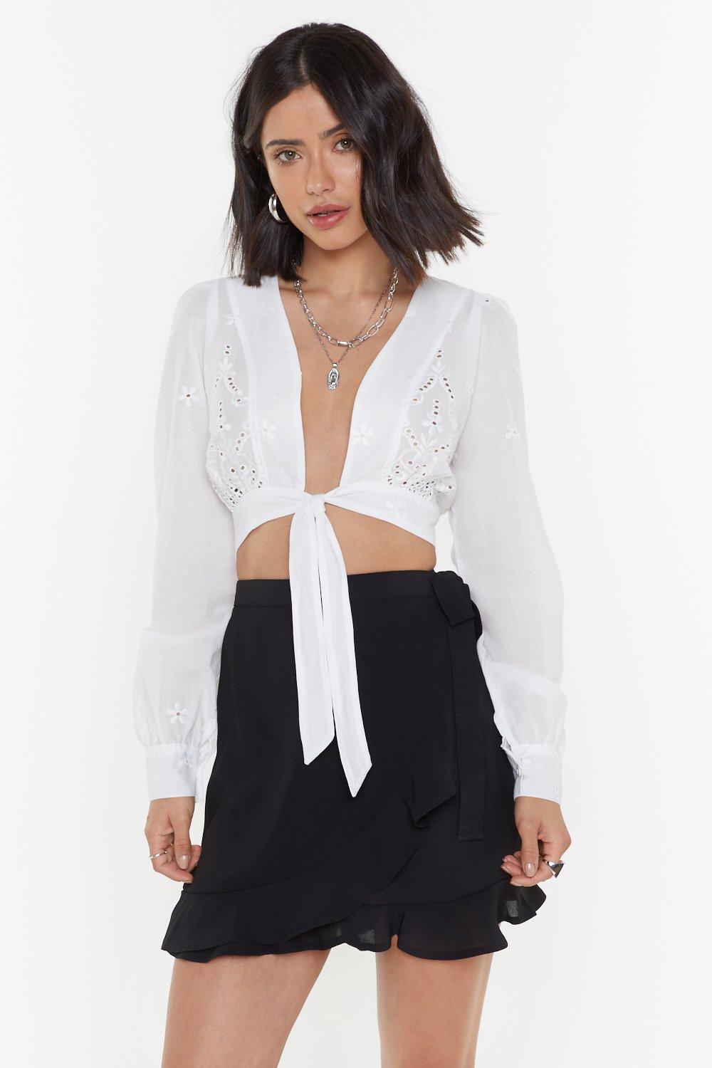 wrap ruffle mini skirt