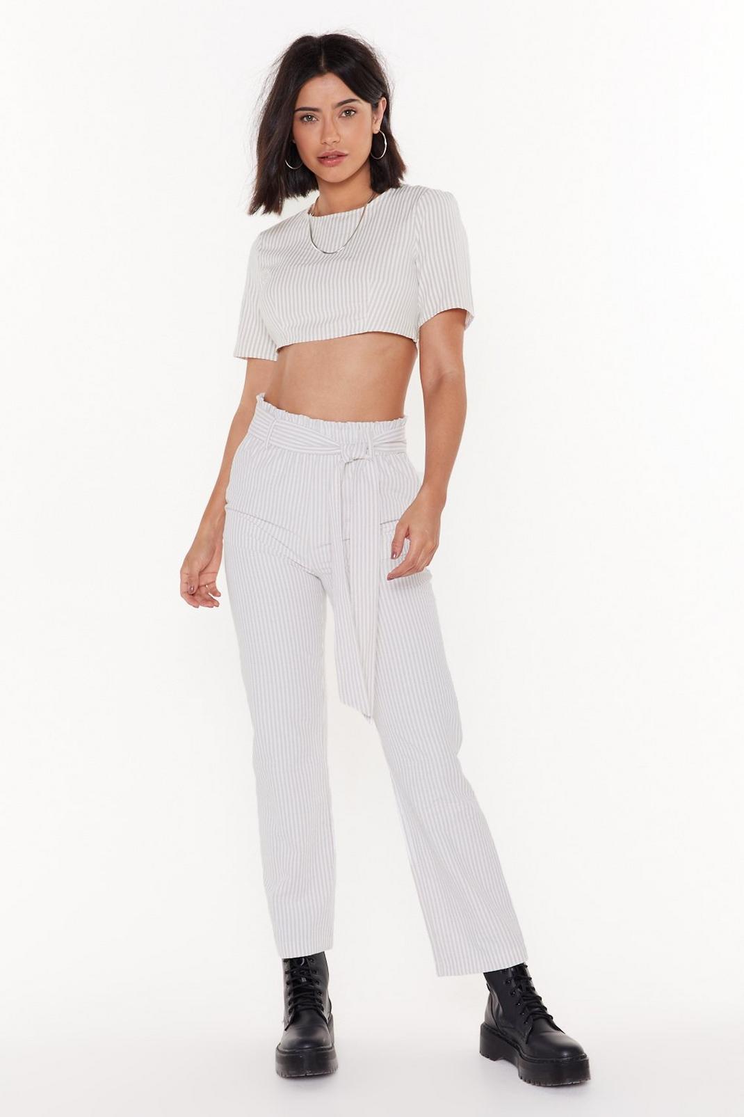 Just on Line Stripe High-Waisted Pants image number 1