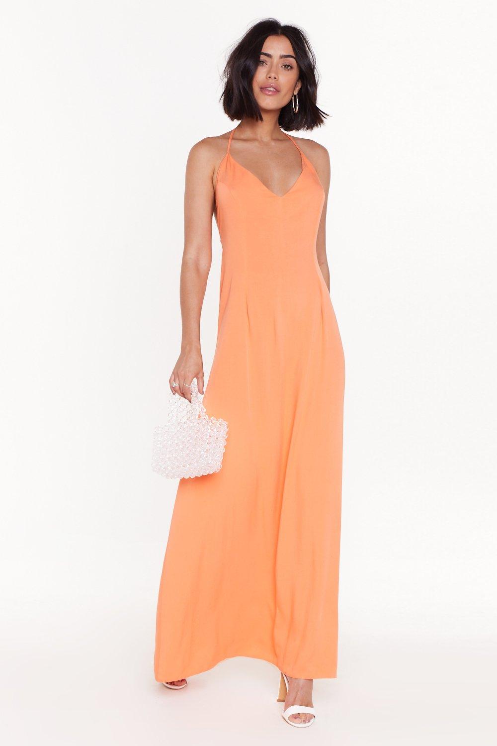 orange halter dress