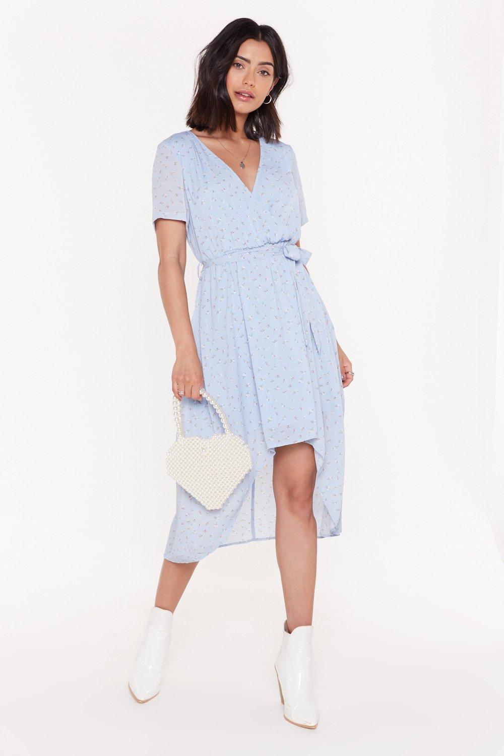floral midi dress with short sleeves