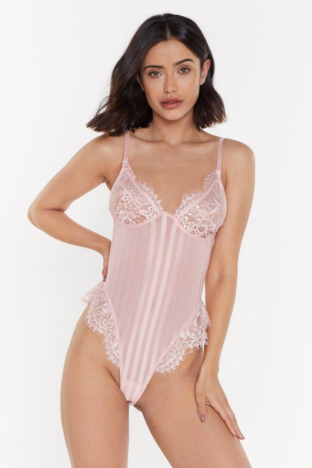 pink lace bodysuit