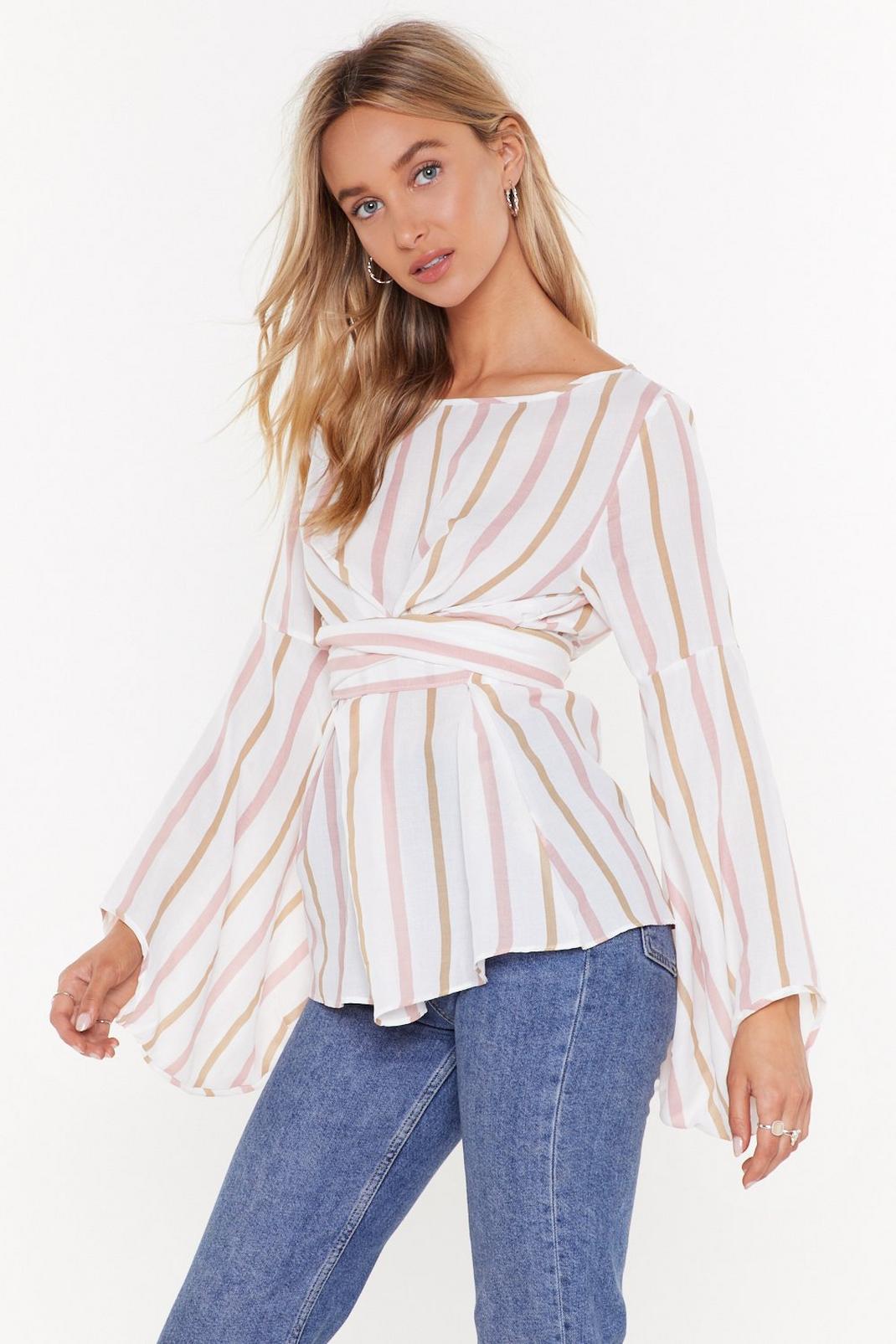 Stripe Right Tie Blouse image number 1