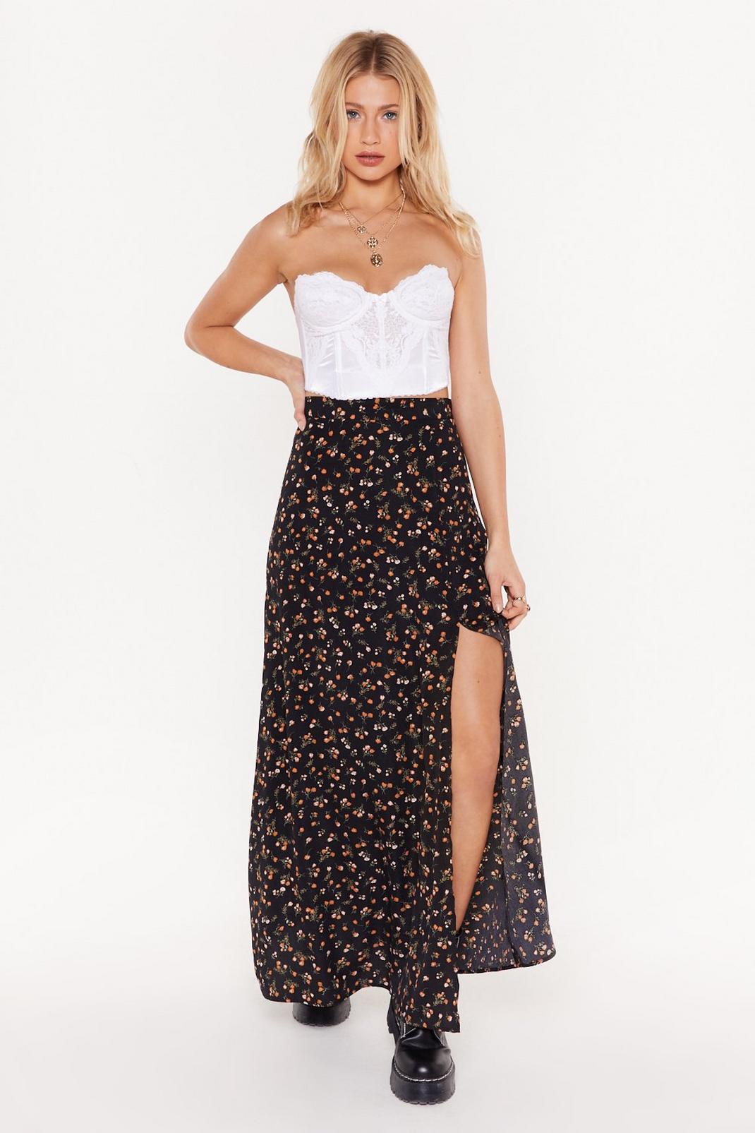 Throw a Hissy Slit Floral Maxi Skirt image number 1