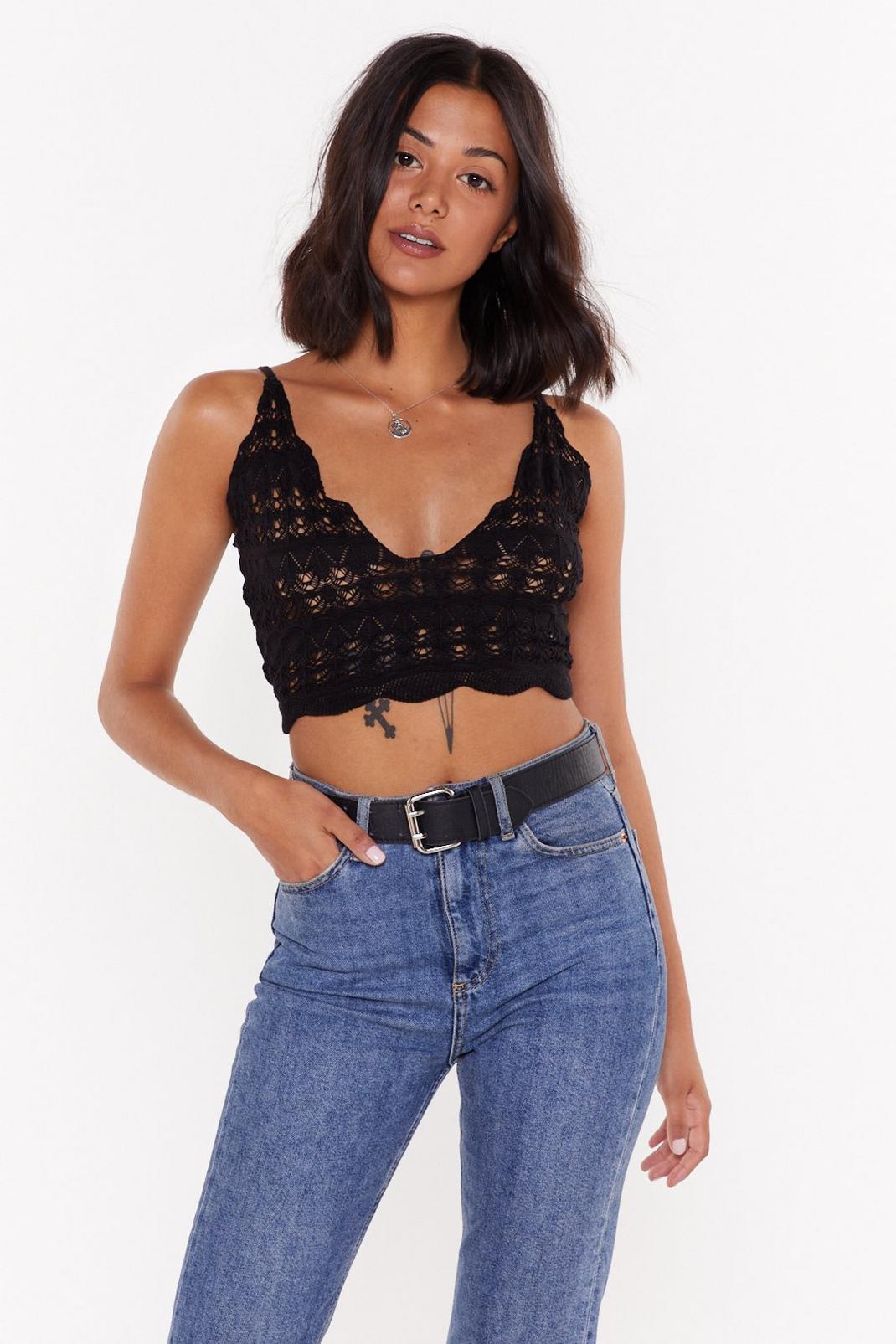 Cut to the Pointelle Crochet Crop Top image number 1