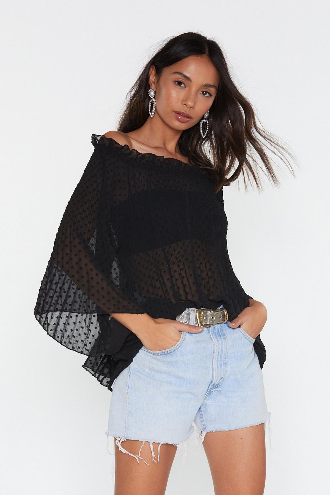 Sheer for the Long Run Off-the-Shoulder Blouse image number 1