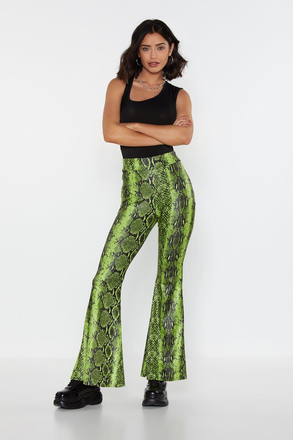 green flared pants