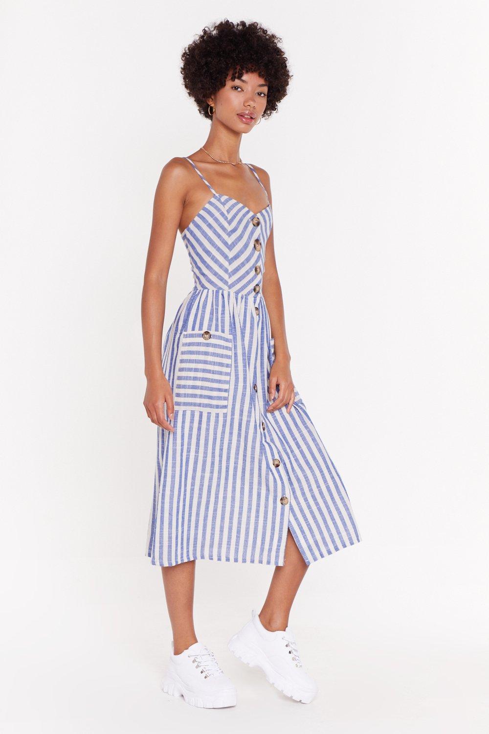 Striped midi best sale dress with buttons