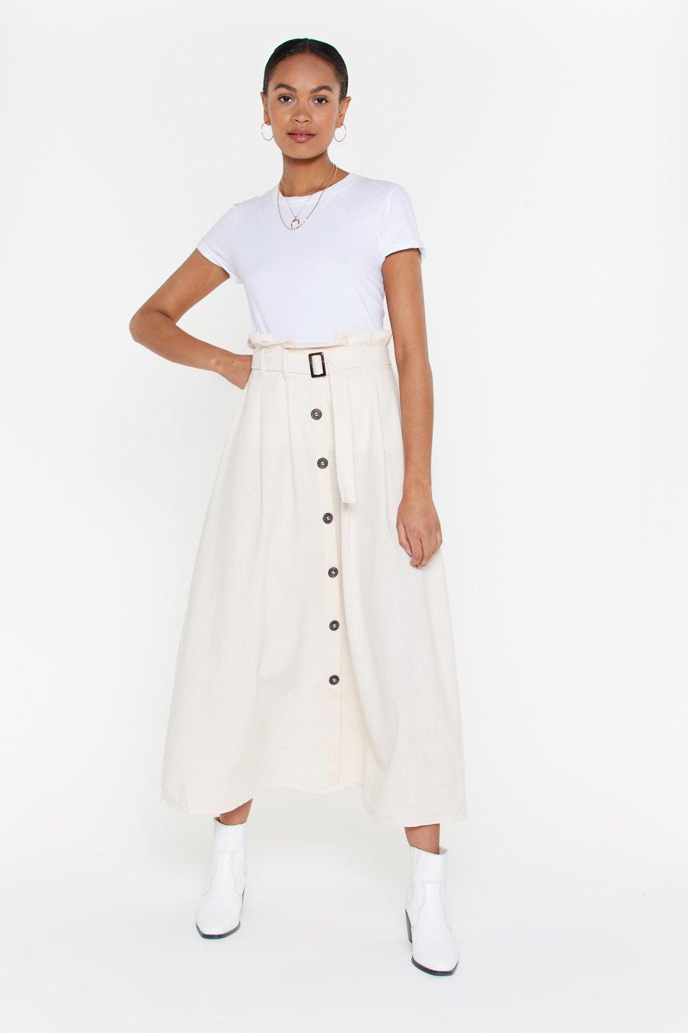 button down long skirt