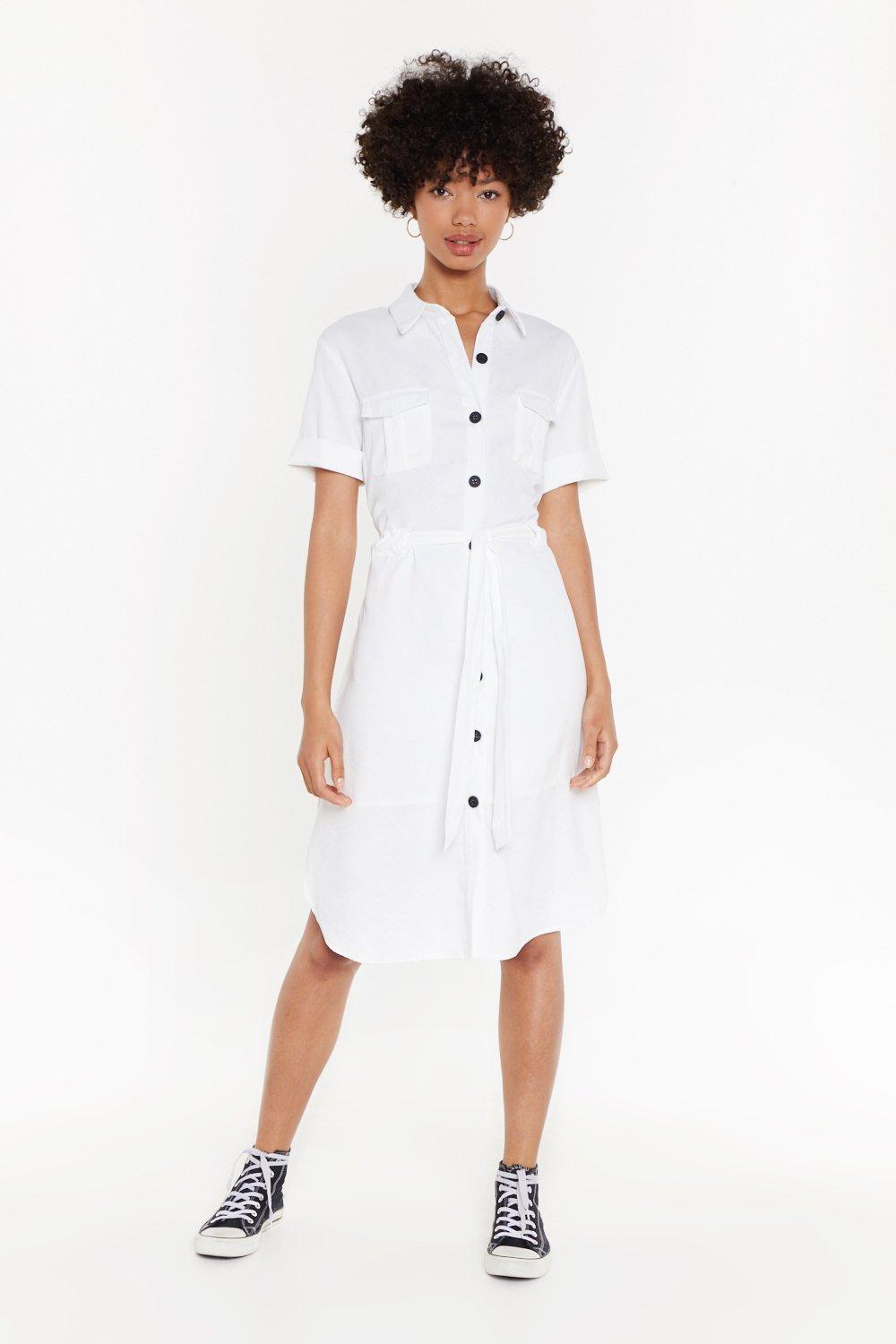 button down white shirt dress