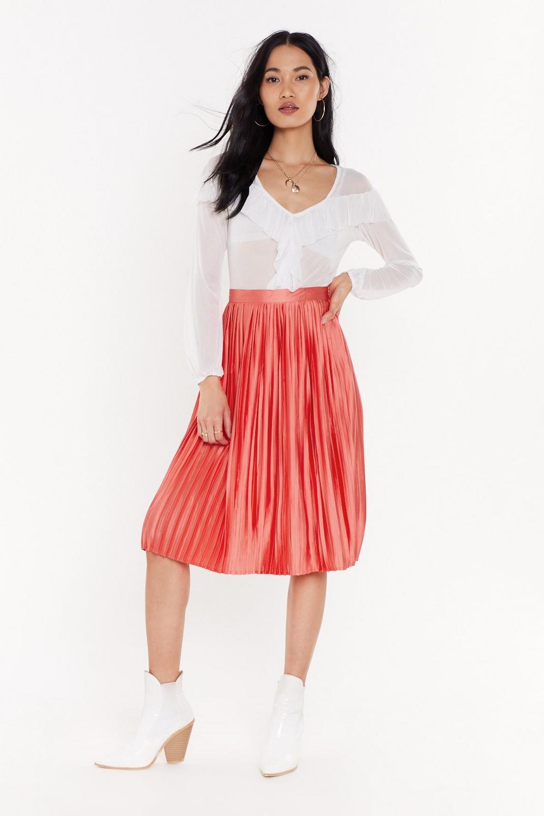 Do As You Pleat Satin Midi Skirt image number 1