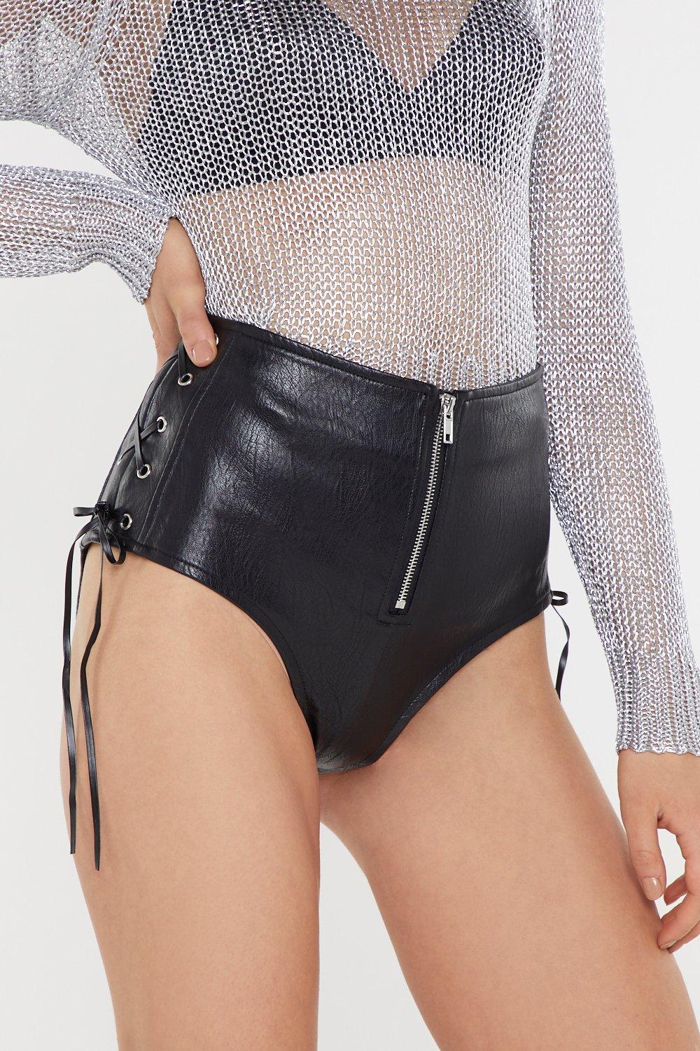 Underwear Don't Care Faux Leather Panty Shorts