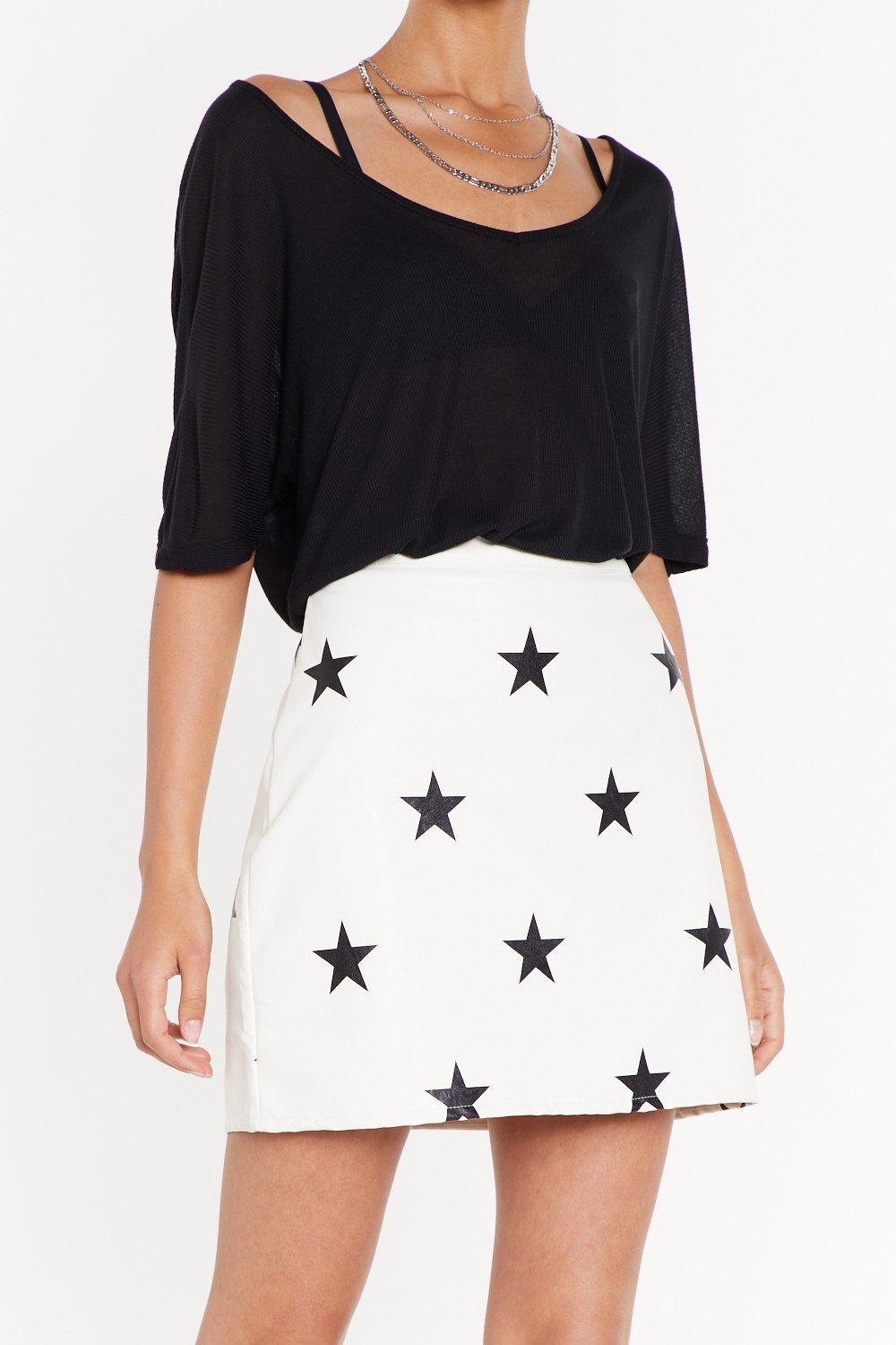 Star Faux Leather Skirt Nasty Gal