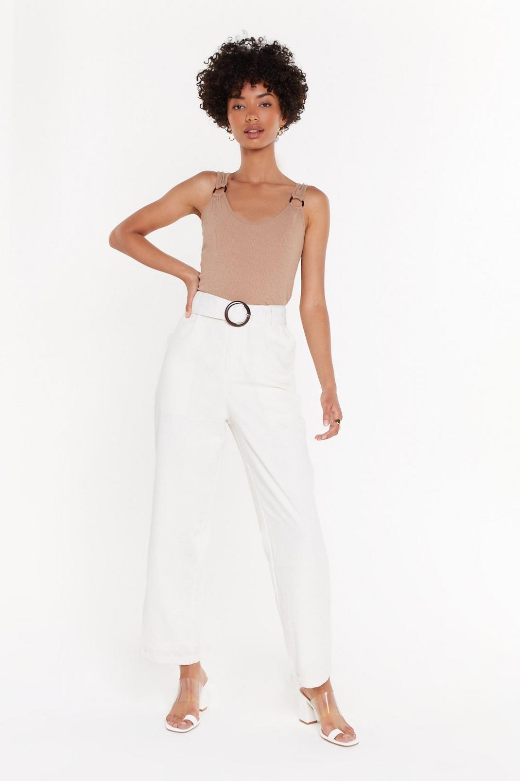 Belted Linen Trousers image number 1