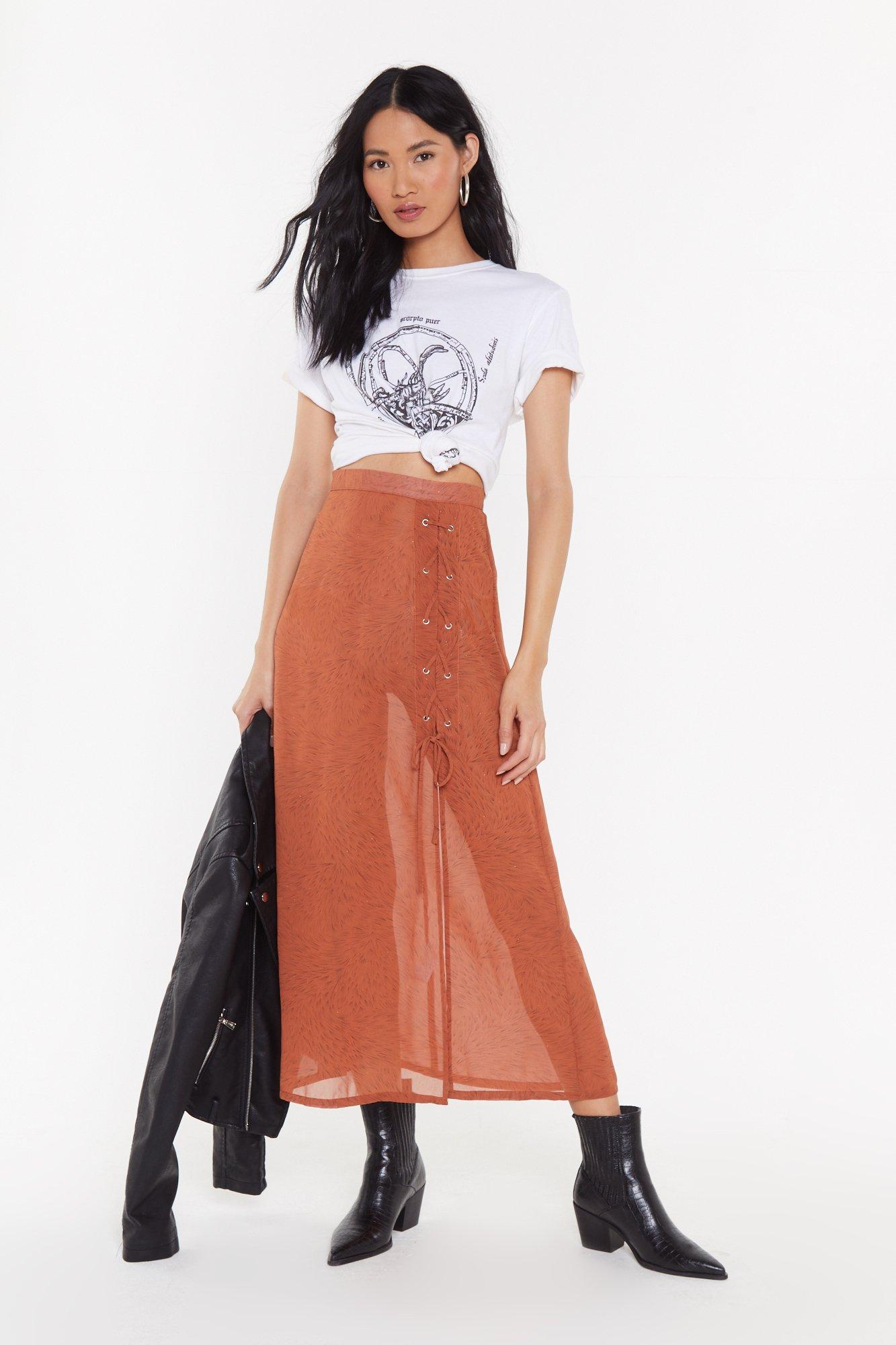 lace up maxi skirt