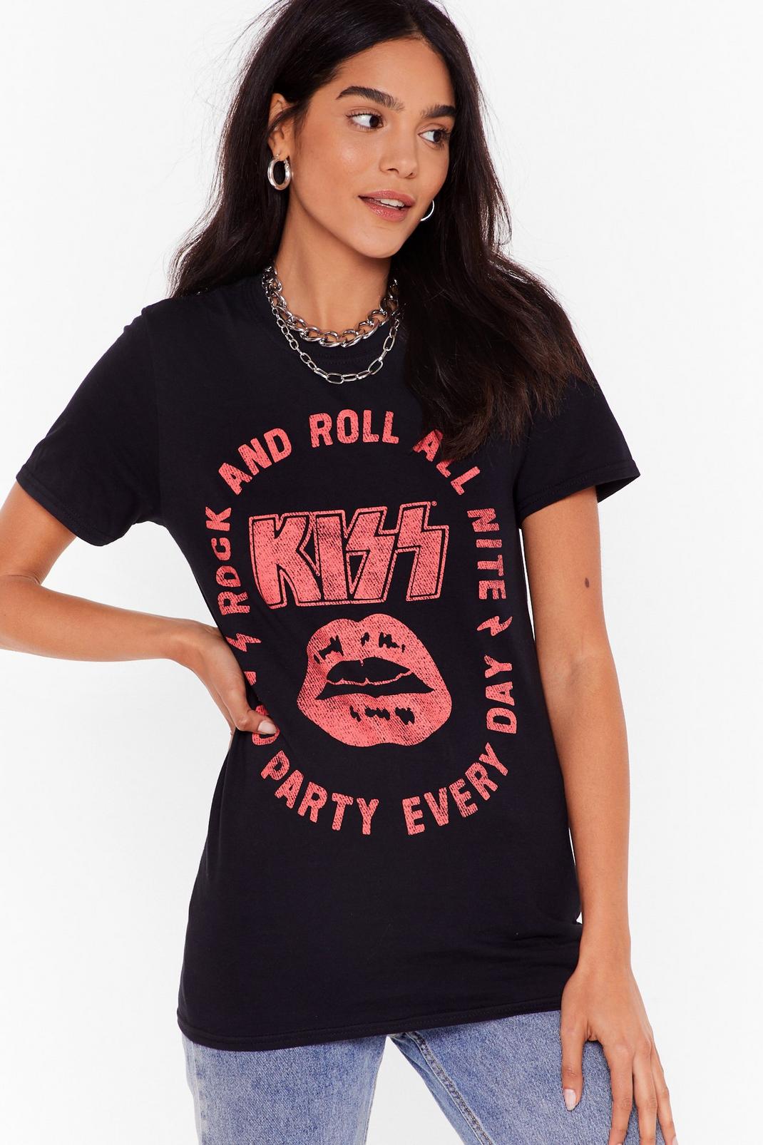 Rock and Roll All Nite Kiss Oversized Band Tee image number 1