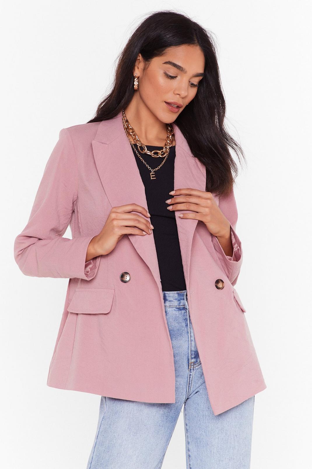 Pink Tailored Double Breasted Blazer image number 1