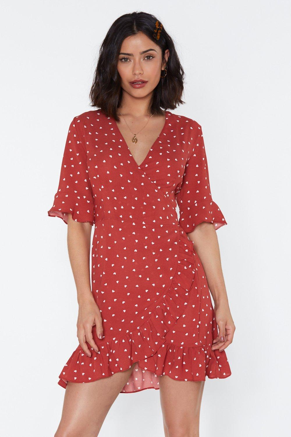 wrap dress with hearts