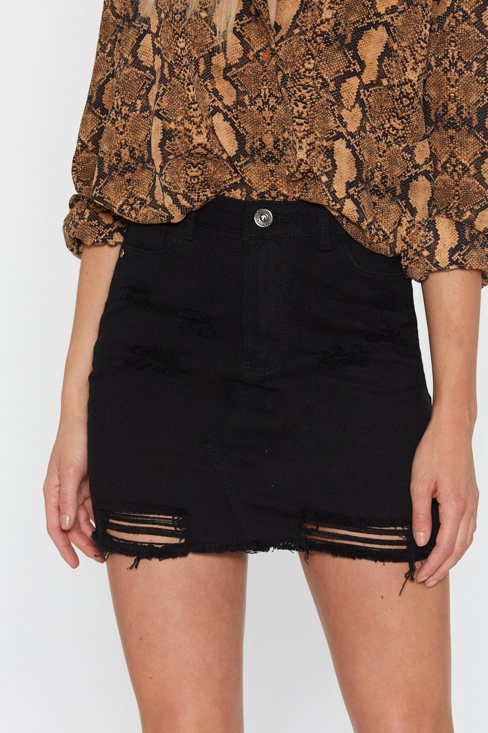 Nasty gal outlet distressed denim skirt