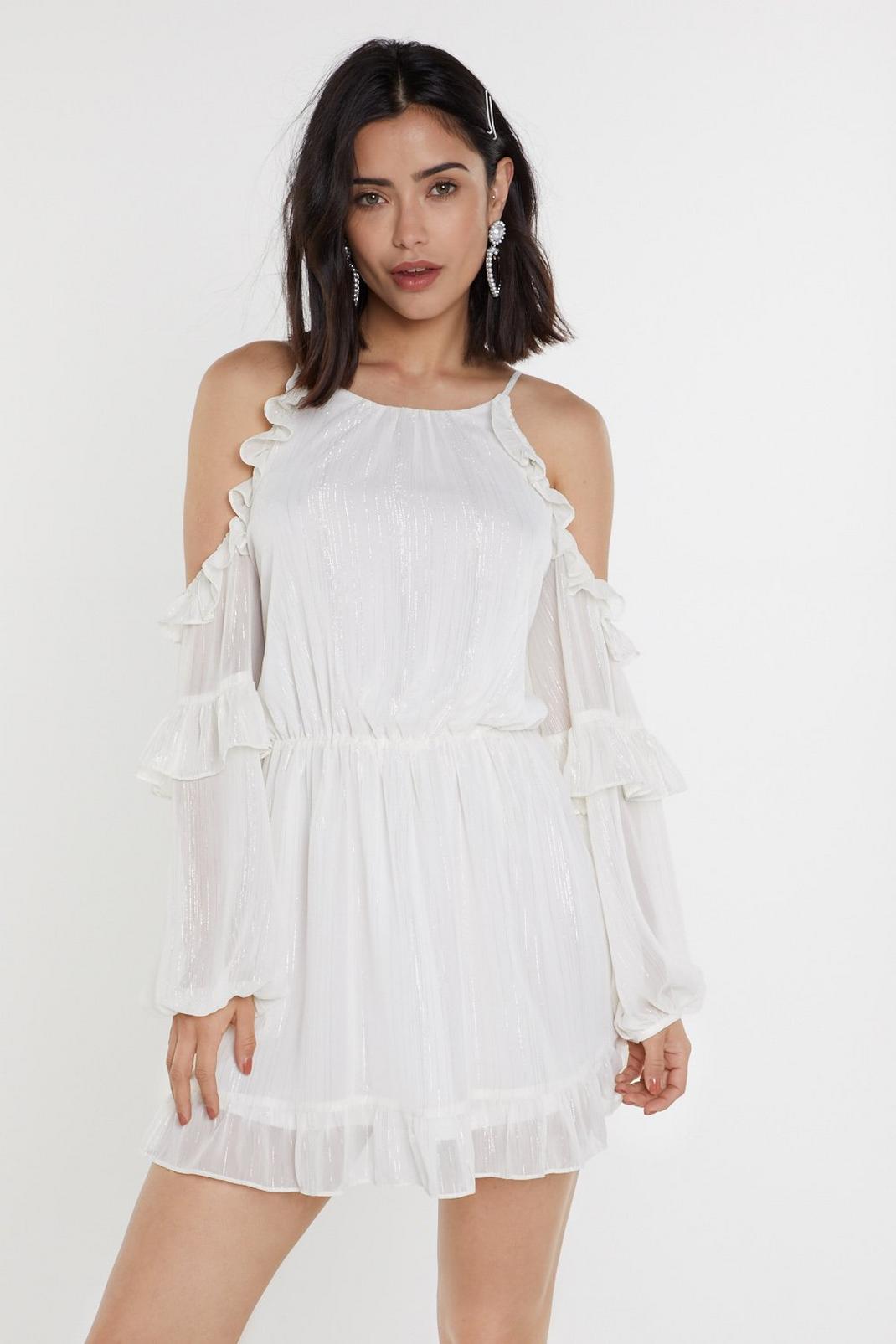 Don't Sleeve Me That Way Cold Shoulder Ruffle Dress image number 1