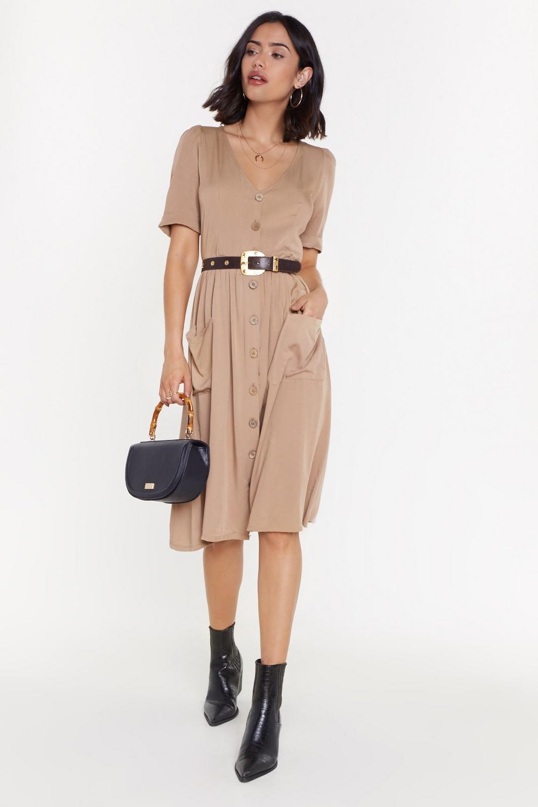 Button Front Midi Smock Dress image number 1