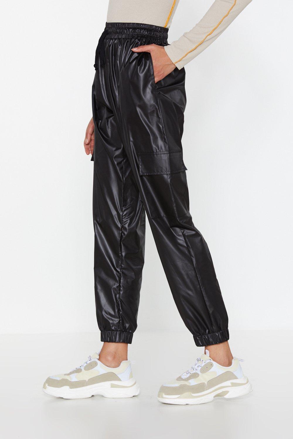 In the Bag Wet Look Joggers Nasty Gal