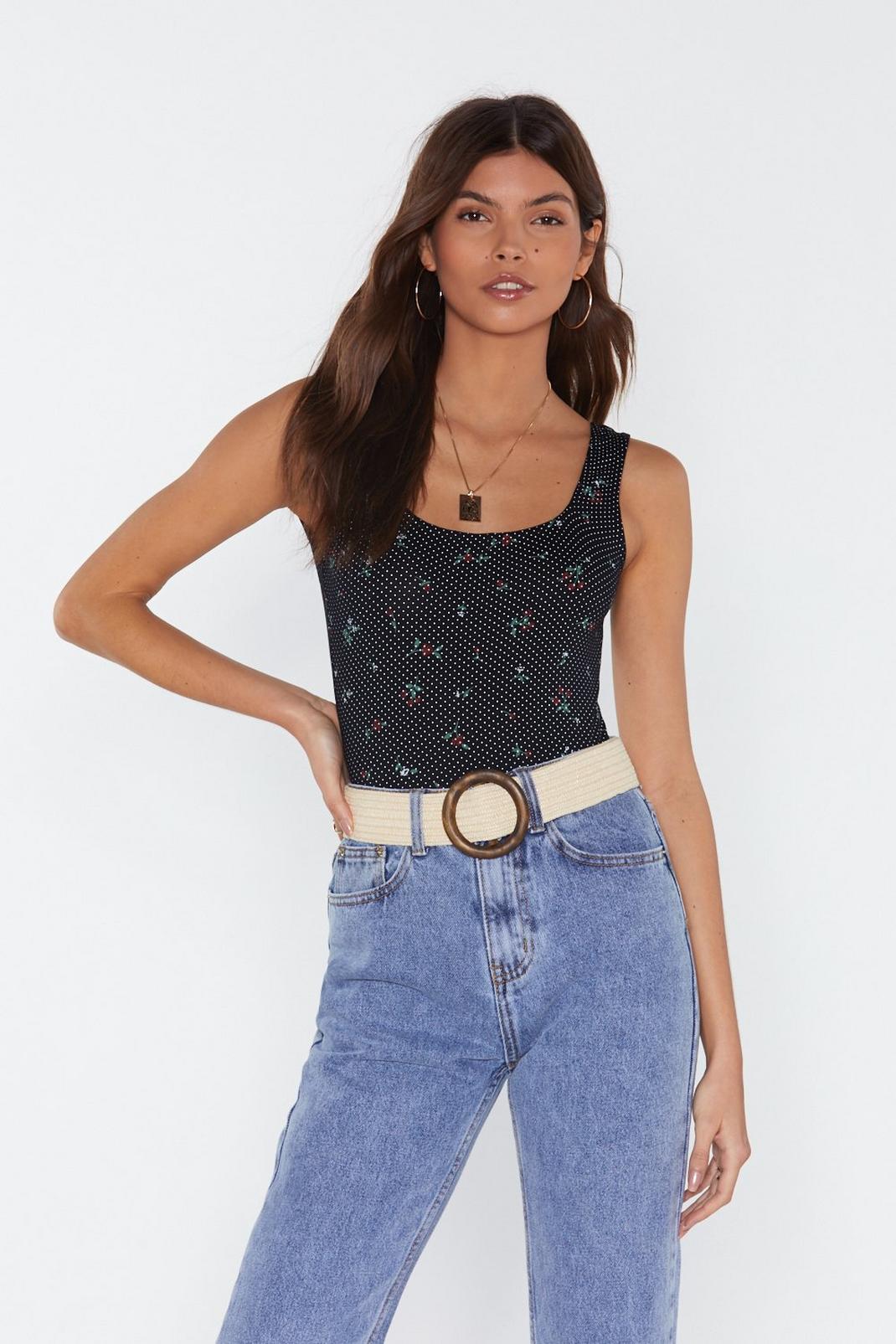 Print Ahead Floral and Polka Dot Bodysuit image number 1
