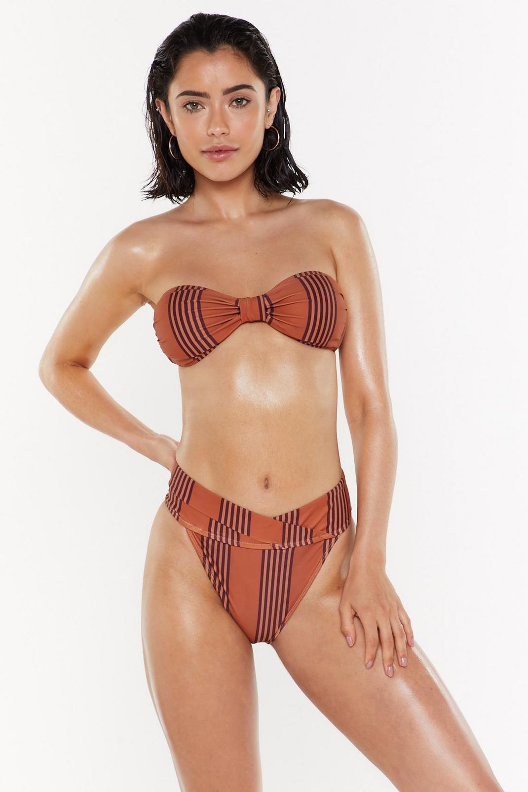 For Shore Striped Knot Bikini Top image number 1