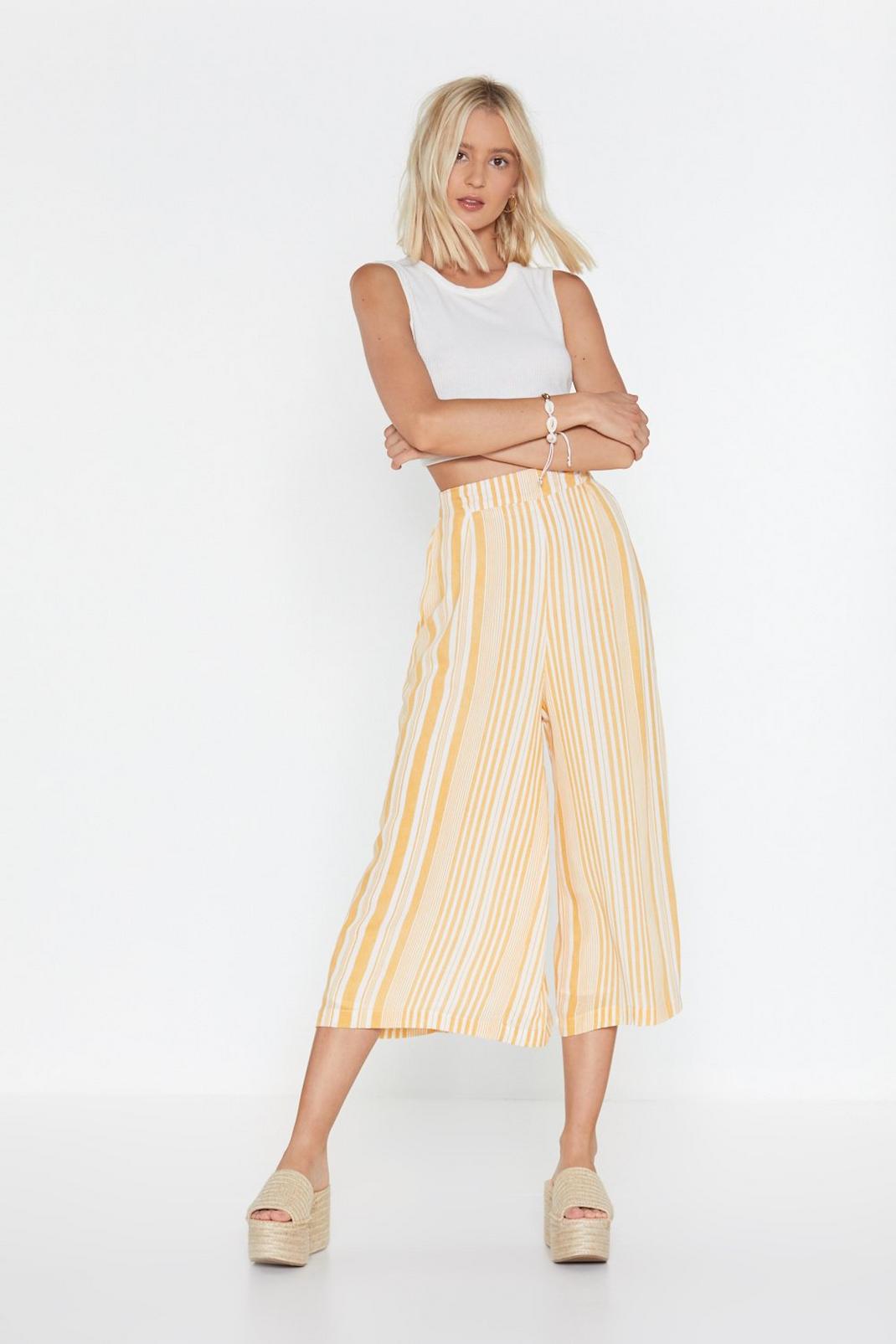 Here Comes the Sun Stripe Wide-Leg Trousers image number 1