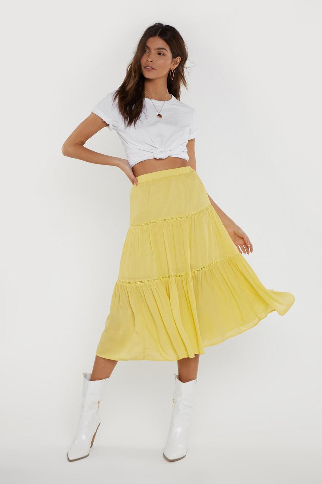 Tier We Go High-Waisted Midi Skirt image number 1