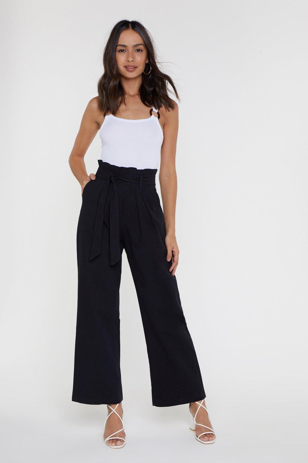 high waisted paper bag trousers