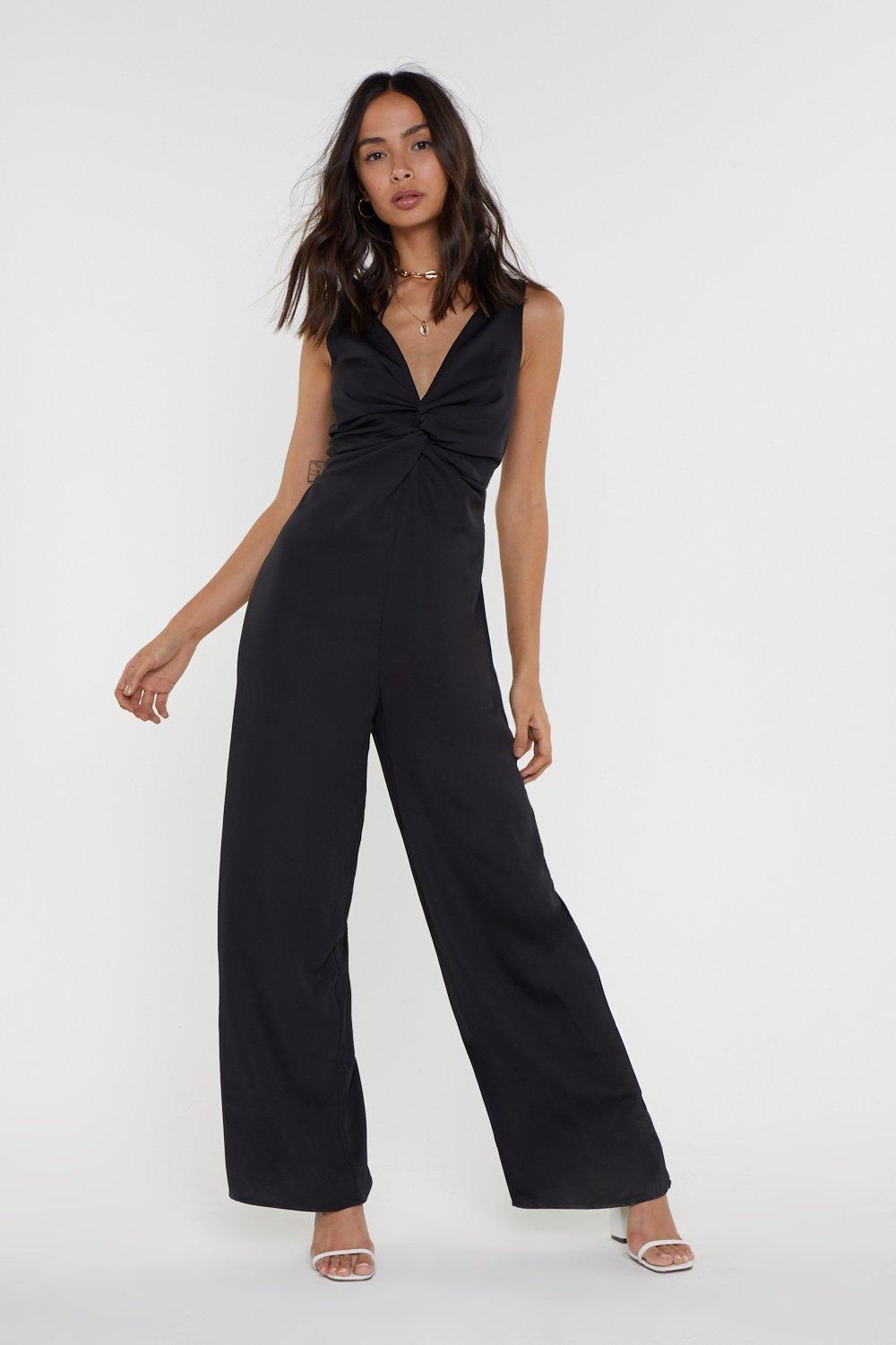 black wrap front jumpsuit