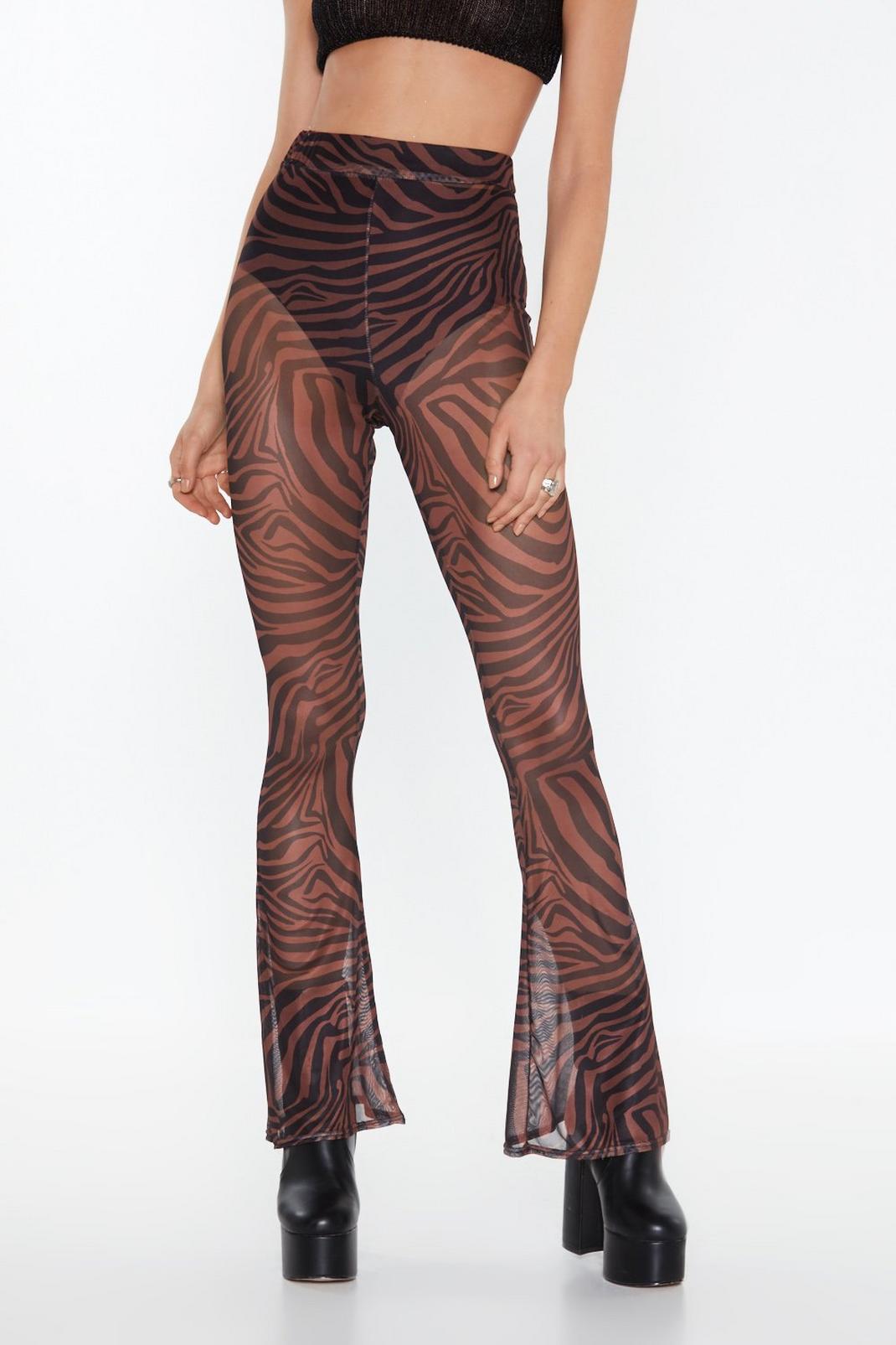 pink mesh flare pants